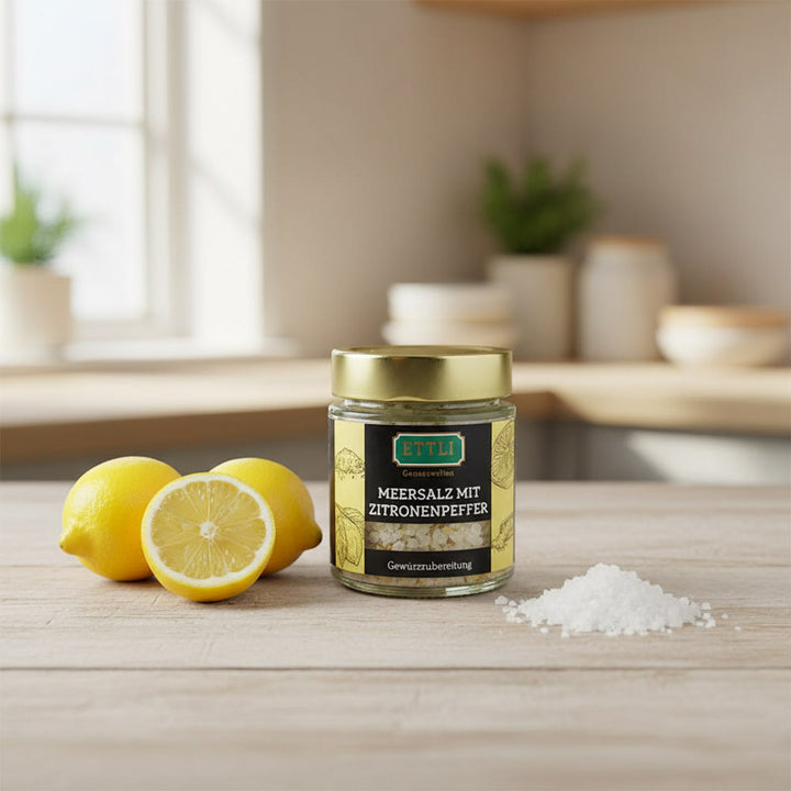 Meersalz mit Zitronenpfeffer 120 g im Schraubglas