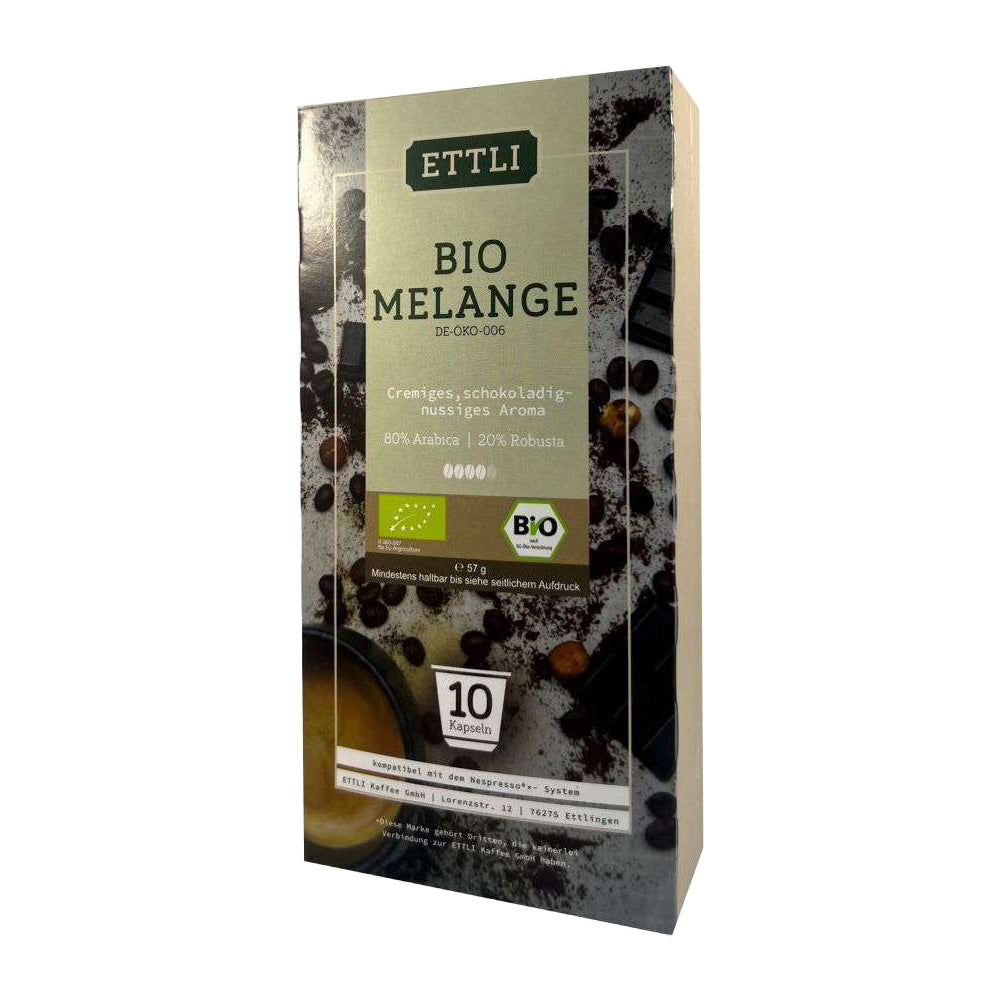 Bio Melange 10 Kaffeekapseln in Verpackung