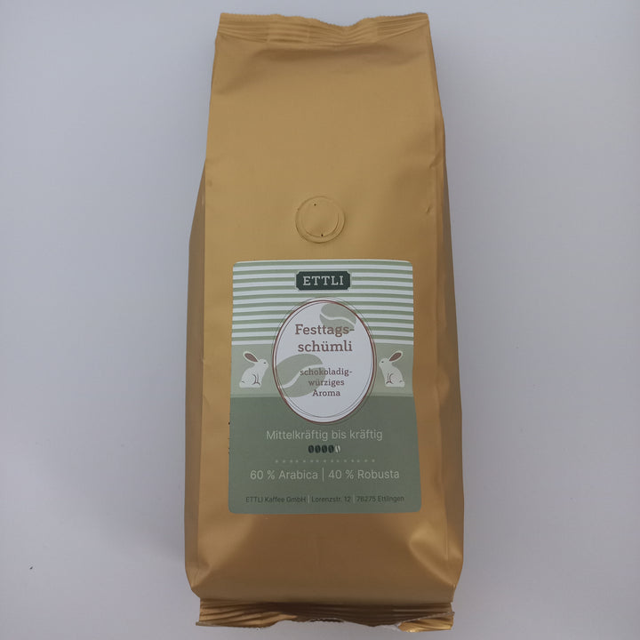 Festtags Schümli Kaffee in Premium-Verpackung ohne Dekoration – hochwertige Kaffeemischung für besonderen Genuss