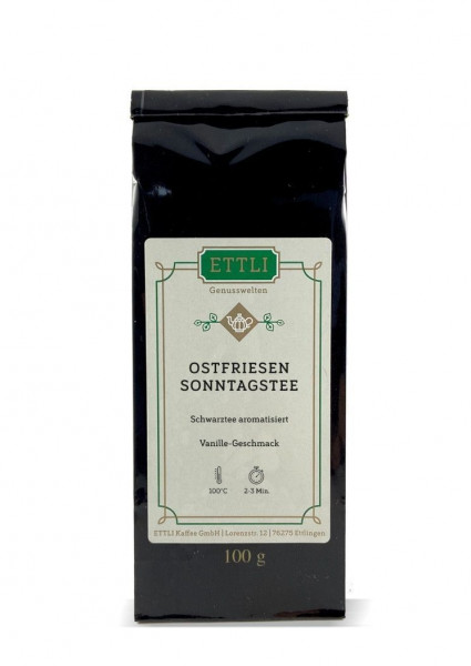 Ostfriesen "Sonntagstee", Vanille-Geschmack 100g
-Schwarztee aromatisiert-